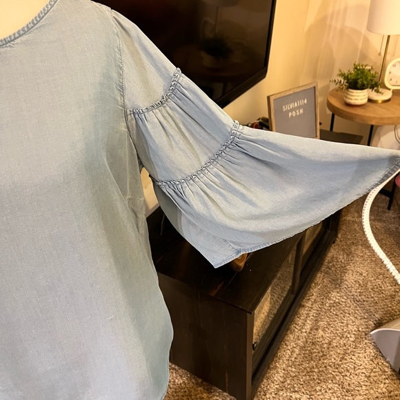 J. Jill denim bell sleeve top - Picture 2 of 6